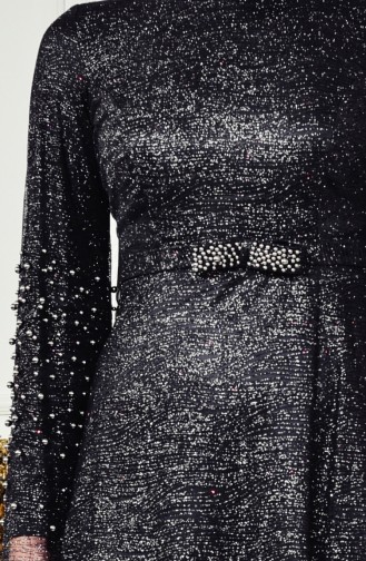 Black Hijab Evening Dress 3247-03