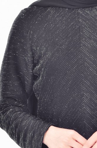 RITA Chiffon Detailed Silvery Dress 60719-02 Black 60719-02