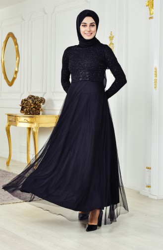 Robe de Soirée a Paillettes 2593-02 Noir 2593-02