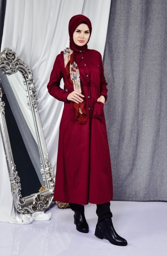 Buttoned Long Tunic 1164-13 Claret Red 1164-13