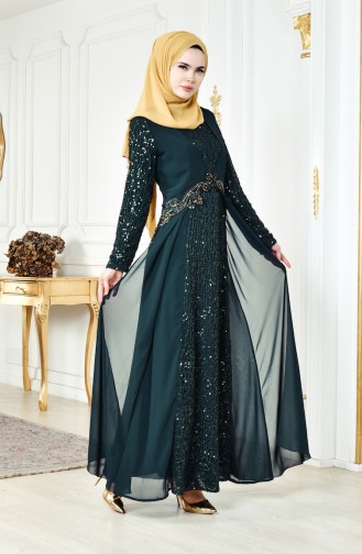 Robe Mousseline a Paillettes 52714-04 Vert 52714-04