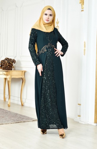 Robe Mousseline a Paillettes 52714-04 Vert 52714-04