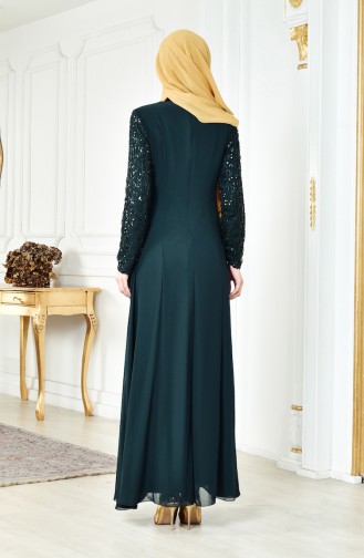 Robe Mousseline a Paillettes 52714-04 Vert 52714-04