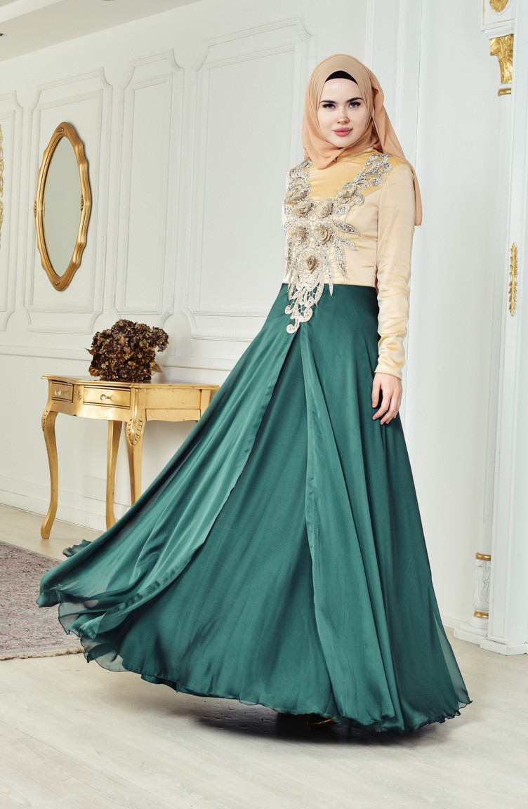 Green and beige dress clearance