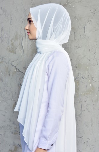 Karaca Plain Crepe Shawl 9052-44 White 90521-44