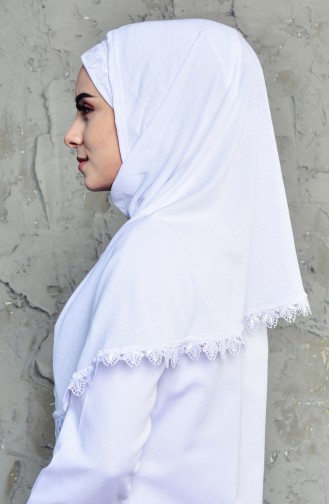 Dantelli Namaz Örtüsü 60068-07 Beyaz