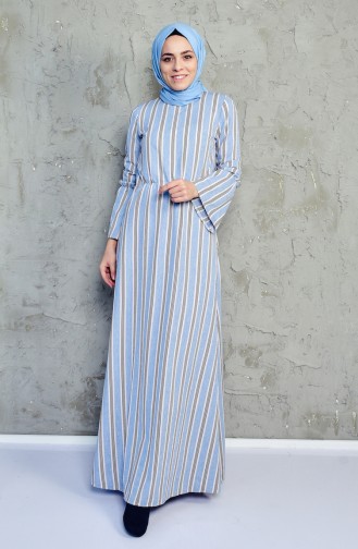 Eisblau Hijab Kleider 6363B-01