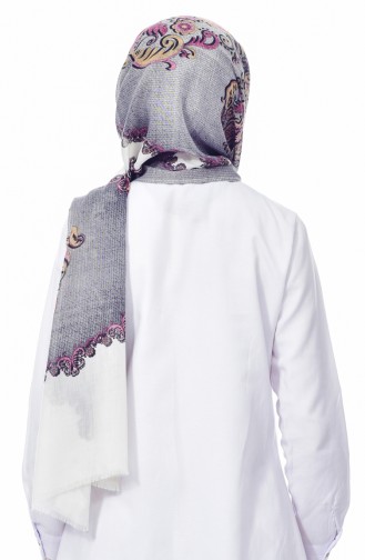 Desenli Cotton Şal 2096-05 Gri