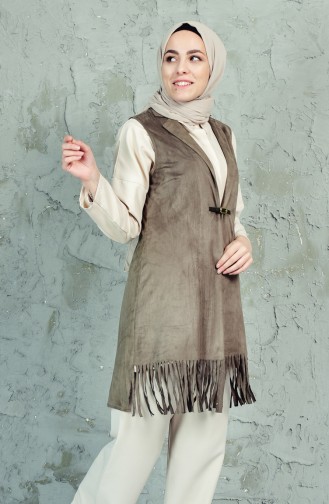 Suede Fringed Vest 1724385-201 Khaki 1724385-201