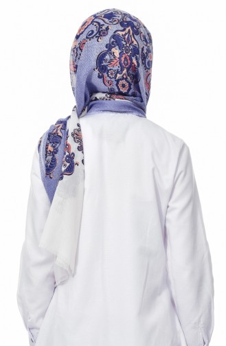 Desenli Cotton Şal 2096-12 İndigo