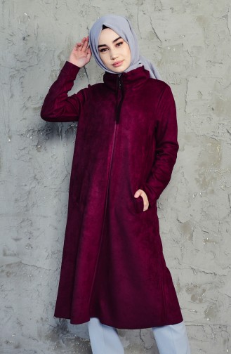 Large Size Zippered Suede Cape  2016-08 Plum 2016-08