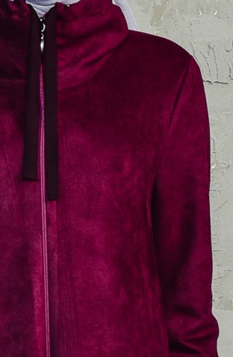 Large Size Zippered Suede Cape  2016-08 Plum 2016-08