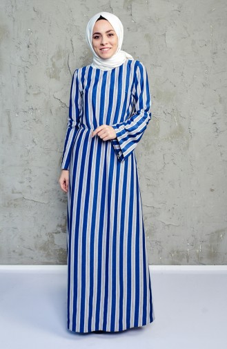 Navy Blue Hijab Dress 6363B-04