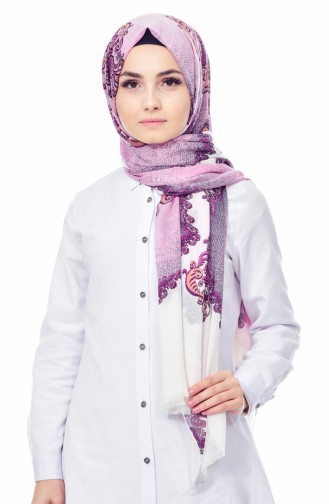 Desenli Cotton Şal 2096-10 Pembe