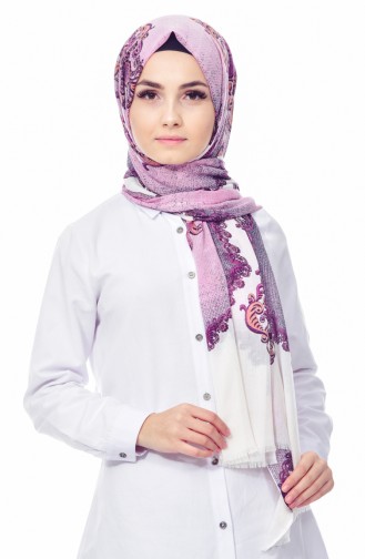 Desenli Cotton Şal 2096-10 Pembe
