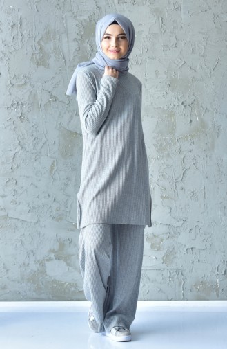 Fine Knitwear Tunic Pants Binary Suit 4094-02 Dark Gray 4094-02