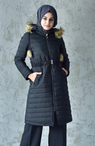 Manteau Matelassé a Capuche 5095-01 Noir 5095-01