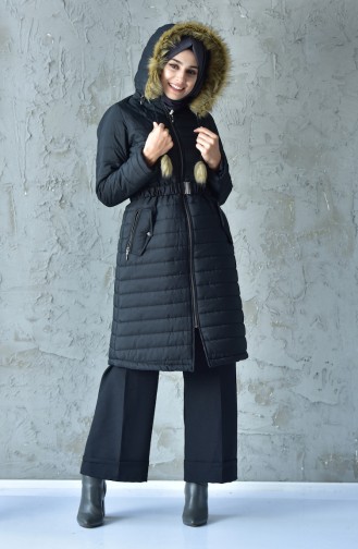 Manteau Matelassé a Capuche 5095-01 Noir 5095-01