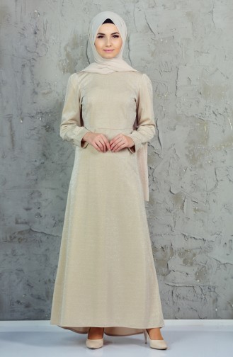 Beige Hijab Dress 3009-02