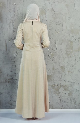 Beige Hijab Kleider 3009-02