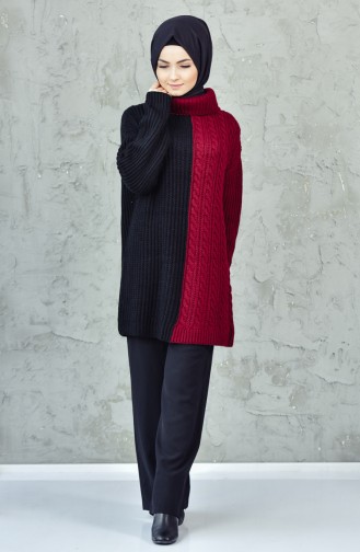 Knitwear Polo-neck Sweater 0406-01 Black Bordeaux 0406-01