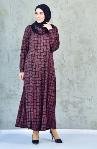 Robe a Carreaux Grande Taille 4311-01 Bordeaux 4311-01