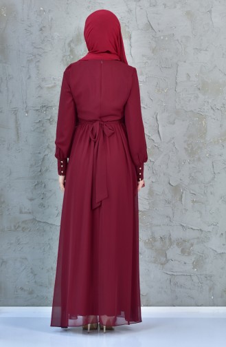 Şifon Elbise 3578-05 Bordo