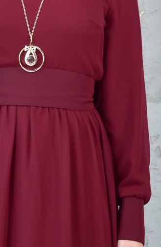 Şifon Elbise 3578-05 Bordo