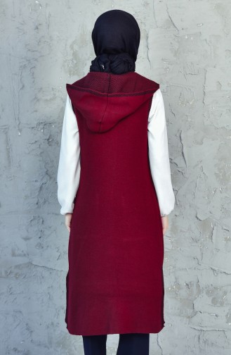 iLMEK Knitwear Pocketed Vest 4084-01 Claret Red 4084-01