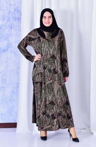 Khaki Hijab Dress 4315A-01