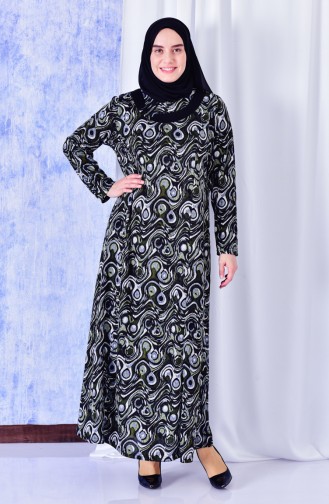 Plus Size Pattern Dress 4810A-04 Khaki 4810A-04