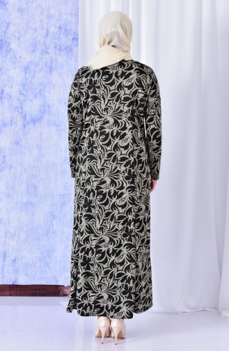 Big size Patterned Dress-02 Khaki 4845-02