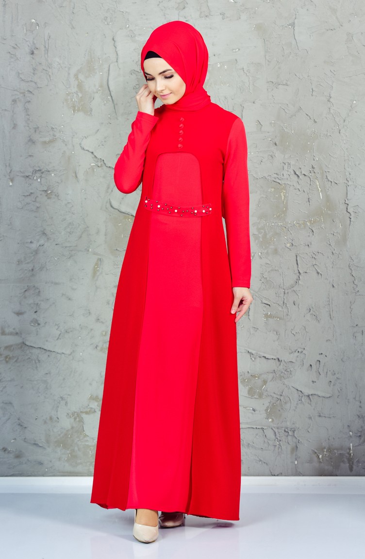 robe rouge hijab
