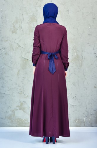 Garnished Belted Dress 1623851-501 Dark Purple 1623851-501