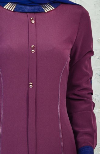 فستان بتصميم حزام للخصر مزين بتفاصيل 1623851-501 لون ارجواني داكن 1623851-501