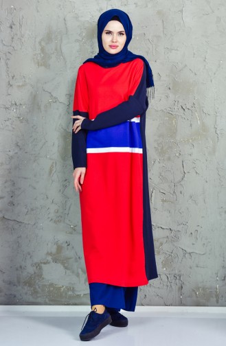 Sports Long Tunic 7685 -01 Red Navy Blue 7685 -01