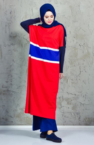 Sports Long Tunic 7685 -01 Red Navy Blue 7685 -01