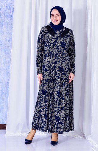Dunkelblau Hijab Kleider 4315-01