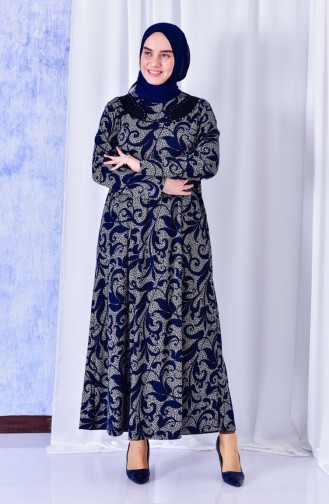 Dunkelblau Hijab Kleider 4315-01