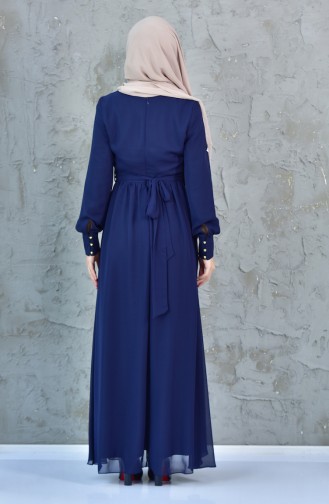 Navy Blue Hijab Dress 3578-01