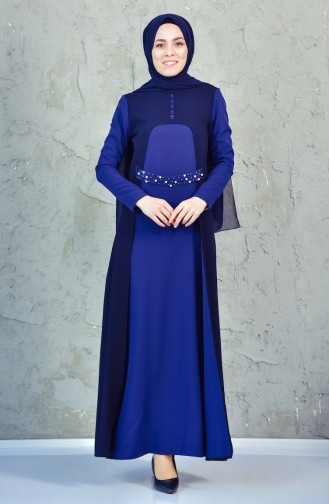 Navy Blue Hijab Dress 4171-01