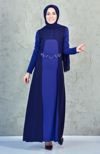 Dunkelblau Hijab Kleider 4171-01