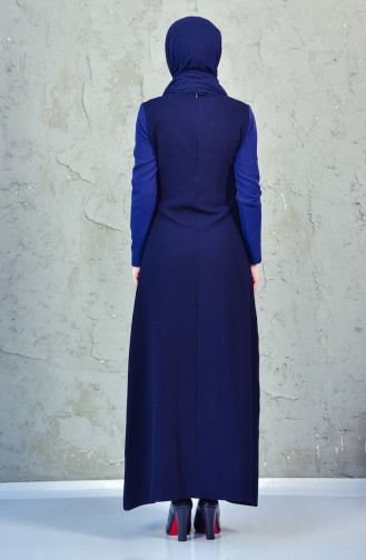 Navy Blue İslamitische Jurk 4171-01