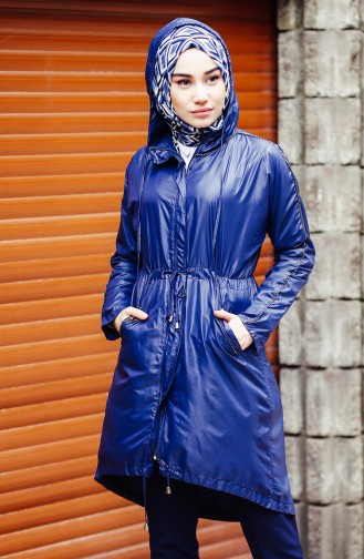 Hooded Raincoat 1992-05 Navy Blue 1992-05