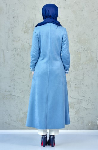 Embroidered Suede Cape 8040-05 Blue 8040-05