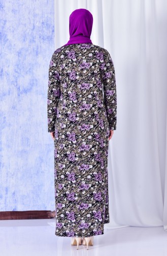 Large Size Pattern Dress 4810-01 Purple 4810-01