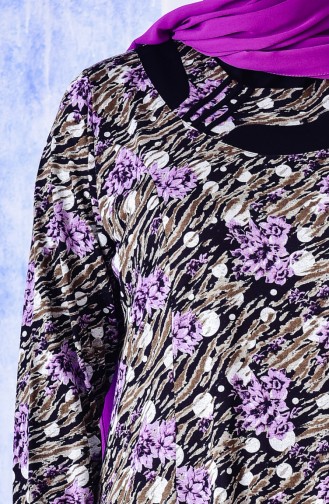 Large Size Pattern Dress 4810-01 Purple 4810-01