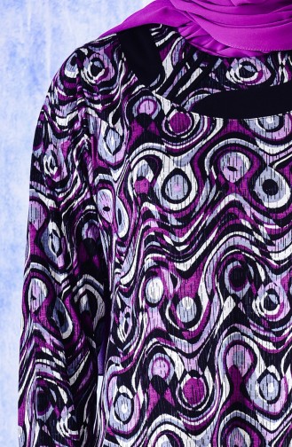 Large Size Pattern Dress 4810A-02 Purple 4810A-02