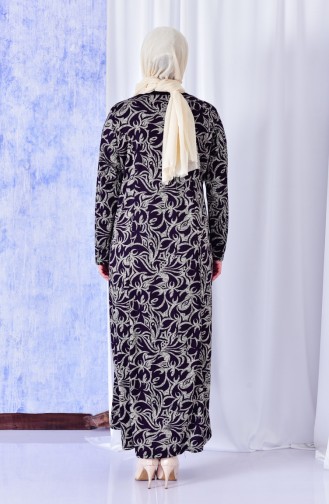 Big size Patterned Dress 4845-03 Purple 4845-03