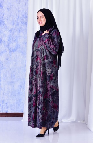 Robe Jacquard Imprimée de Pierre Grande Taille 4315A-04 Plum 4315A-04